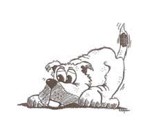 A cartoon of a dog lying on its backDescription automatically generated